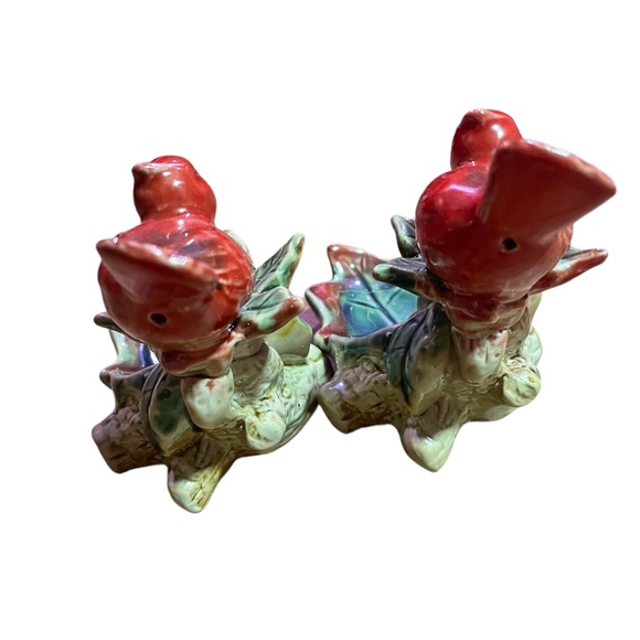 VINTAGE GLAZED CARDINAL TEA LIGHT POTTERY SET HAND-CRAFTED - Picture 3 of 8